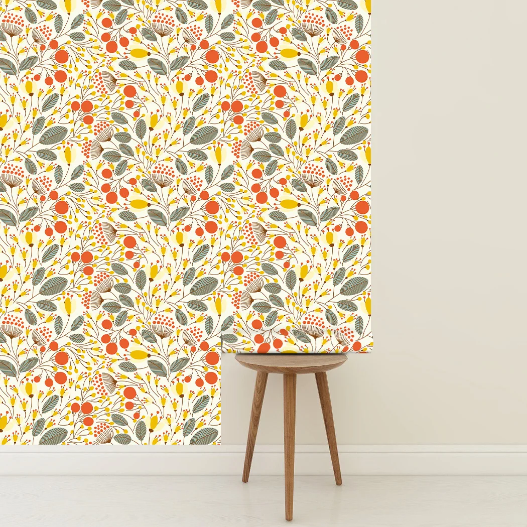 Yellow Floral Peel and Stick Wallpaper Waterproof Flower Autoadesivo Contato Papel Vinyl Film para Quarto Sala Decoração