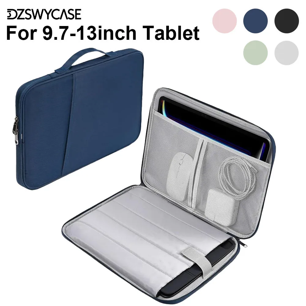 Tablet Sleeve Carrying Case for iPad 9.7-13inch Tablet Samsung XiaoMi Lenovo, Padded Protective Waterproof Bag with Pocket