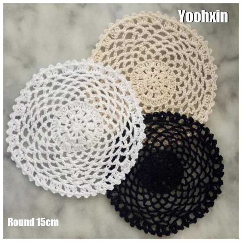 

TOP Round Cotton Placemat Cup Coaster Mug Kitchen Christmas Dining Table Place Mat Cloth Lace Crochet Tea Coffee Doily Dish Pad