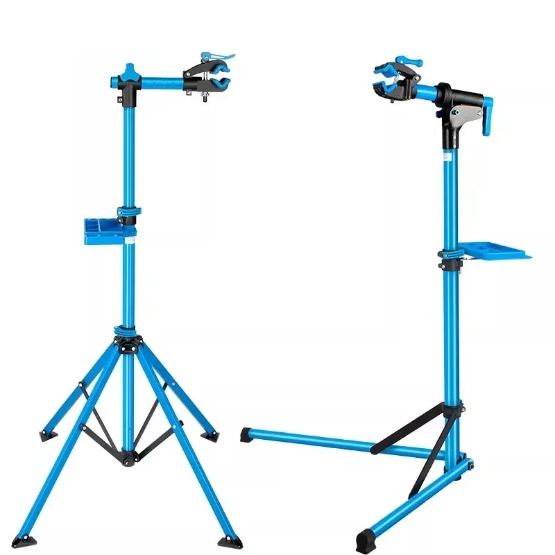 Bike Repair Stand Foldable Bicycle Workstand Heavy Duty Mountain Road Bikes Mechanic Rack With Tool Tray Handlebar Stabilizer