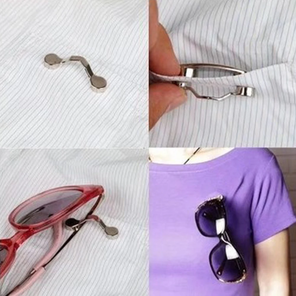 2 PCS Portable Clothes Clip Magnetic Eyeglass Holder Glasses Clip Glasses Headset Line Clips Hang Magnet Hooks