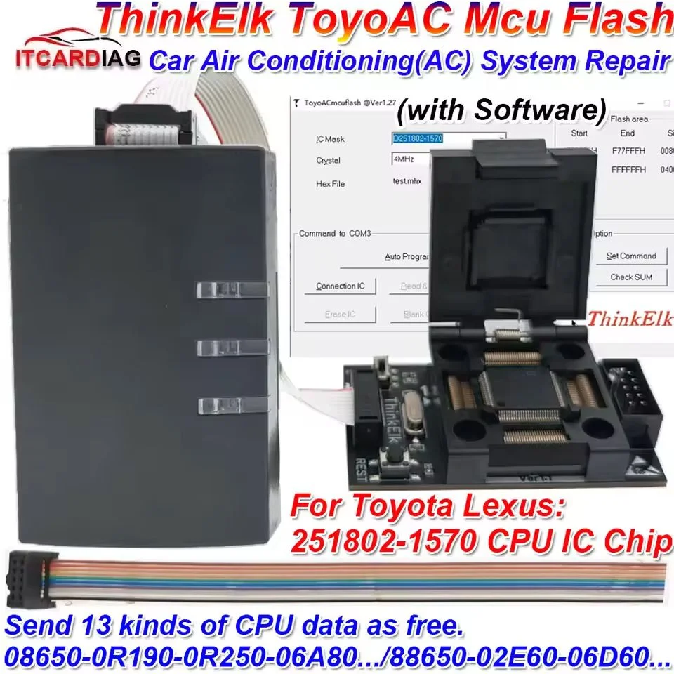 ThinkElk ToyoAC Mcu Flash 251802-1570 ECU Programmer for Toyota Lexus AC HVAC Air Conditioner Temperature Climate AMP Amplifier