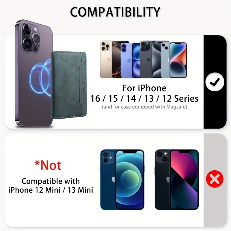 محفظة بطاقات الائتمان - حافظة هاتف مغناطيسية مع 3 فتحات للبطاقات، جلد صناعي، مغناطيس قوي لتخزين بطاقات الهوية والائتمان، هدية للرجال #5