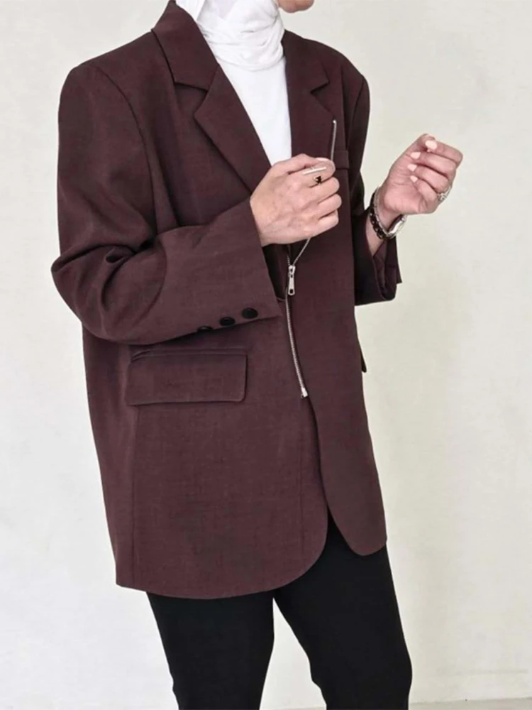 Newest Spring Summer Women's Zippered Blazer Jacket Fashion Asymmetrical Design Lightweight Office Casual Suit Coat blazer mujer