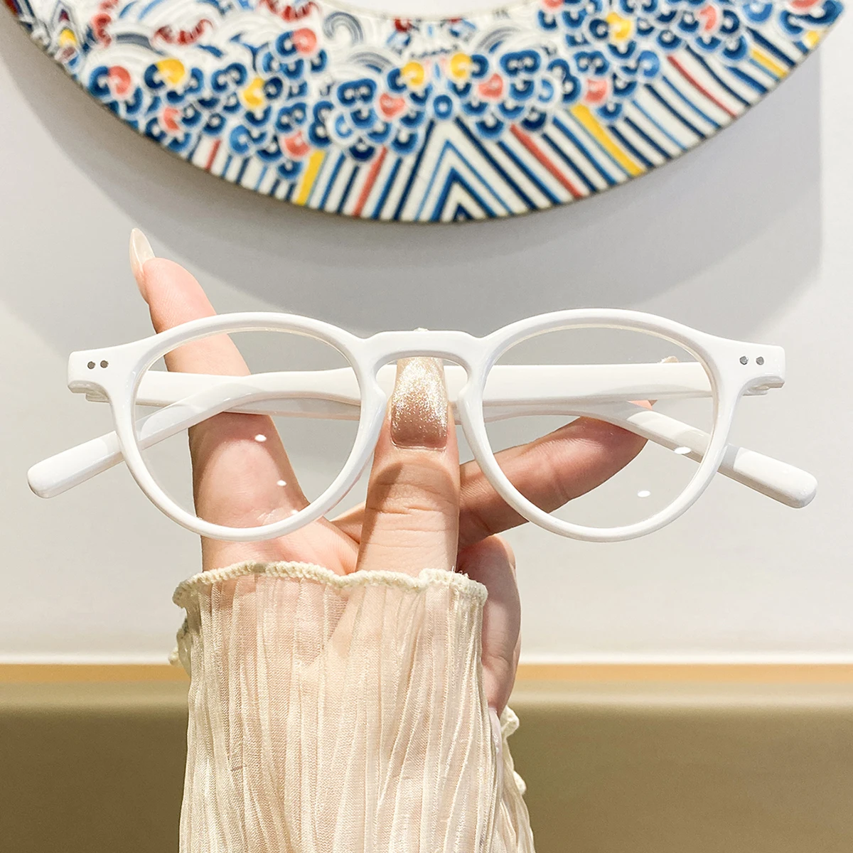 1 Pair of Women's Full-Frame Retro Round Non-Prescription Glasses, Artistic and Simple, Refreshing and Age-Reducing, Casual and Versatile Women's Glasses, Suitable for Going Out, Visiting Stores, Checking In, Daily Wea