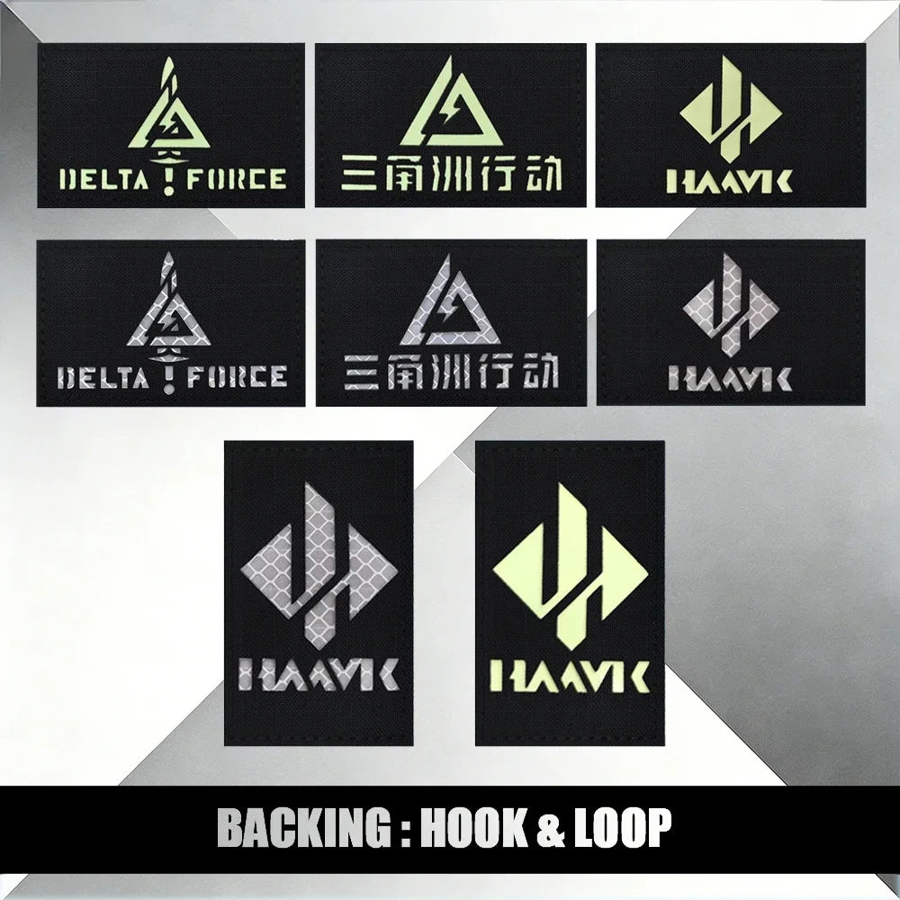 Parches Tácticos de la Serie Delta que Brillan en la Oscuridad, Accesorios para Coser en la Chaqueta del Ejército, con Cierre de Gancho y Bucle