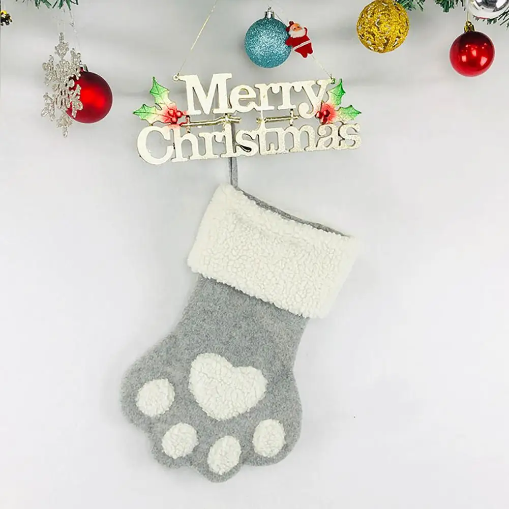 Furry Friend Christmas Stocking Personalized Pet Christmas Stocking Festive Pet Paw Christmas Stockings For Fireplace Decor