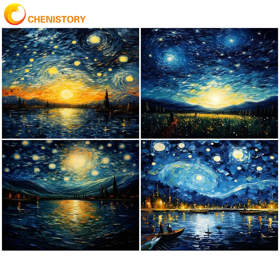 

CHENISTORY Coloring By Number Abstract Starry Sky Room Drawing On Canvas HandPainted Gift DIY Home Decor Painting By Number Kit