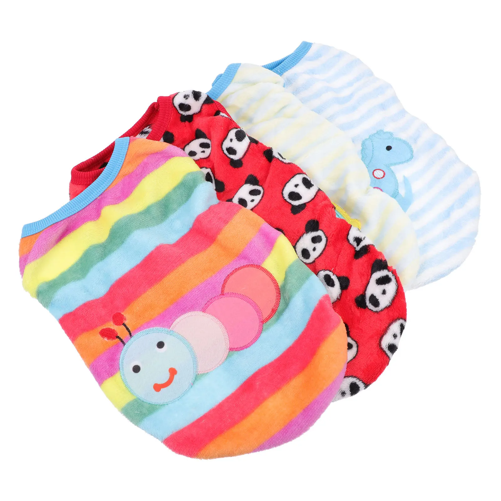 

4Pcs Small Dog Clothes Flannel Vest Warm Keeping Chic Simple Pattern Festival Atmosphere Pet Clothes Dog Vest Pet Supplies