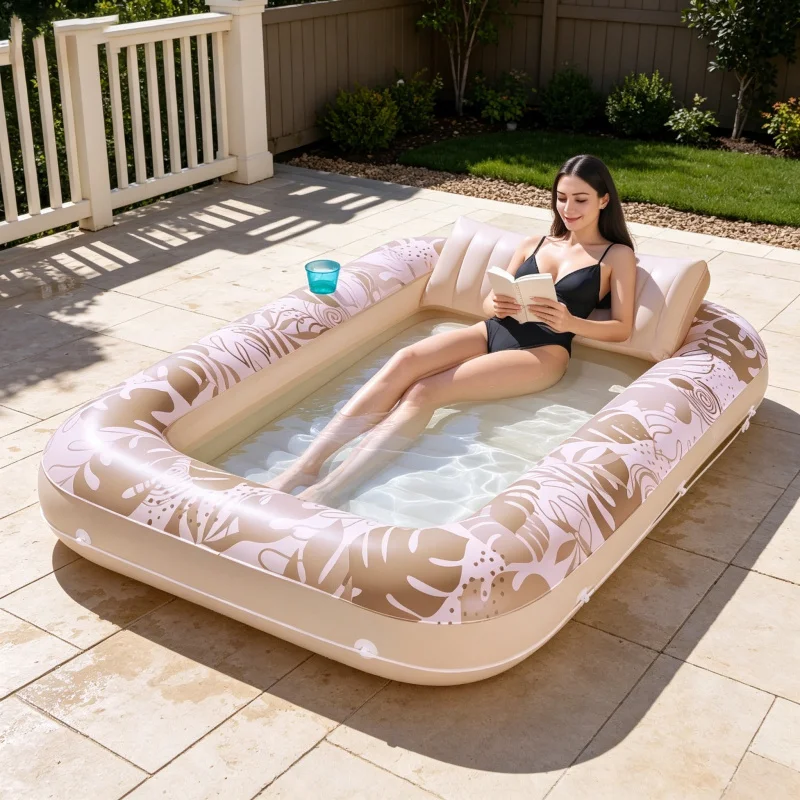 

Platinum Sun Pool Inflatable Tanning Pool Lounger for Adults Large Inflatable Tanning Tub Water Bed Pool Float for Sunbathing Re