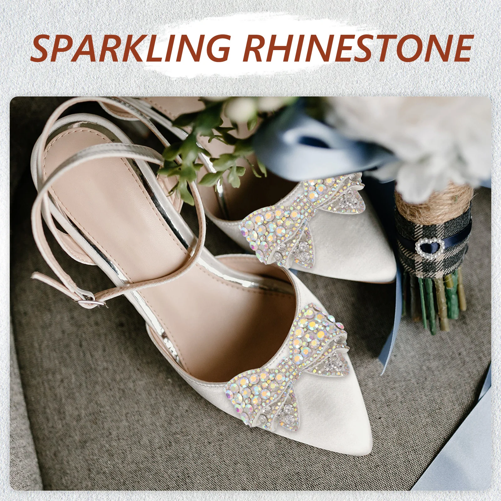 

2Pcs Rhinestone Butterfly Shoe Accessories Detachable Bowknot Clip on Buckles for Women High Heels Weddings Parties Casual Wear