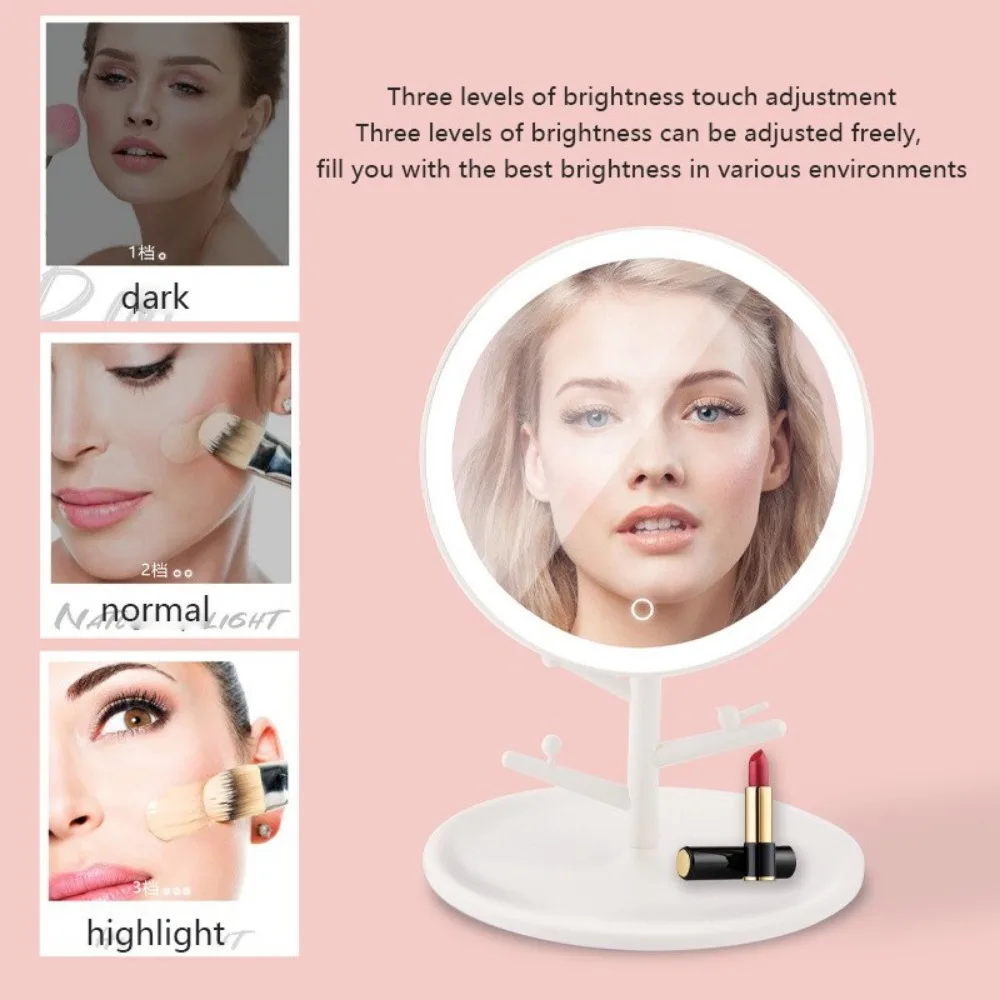 Makeup Mirror Vanity Mirror with Lights,Lighted Makeup Mirror,Touch Control,Dual Power Supply,Portable LED Makeup Mirror,Women