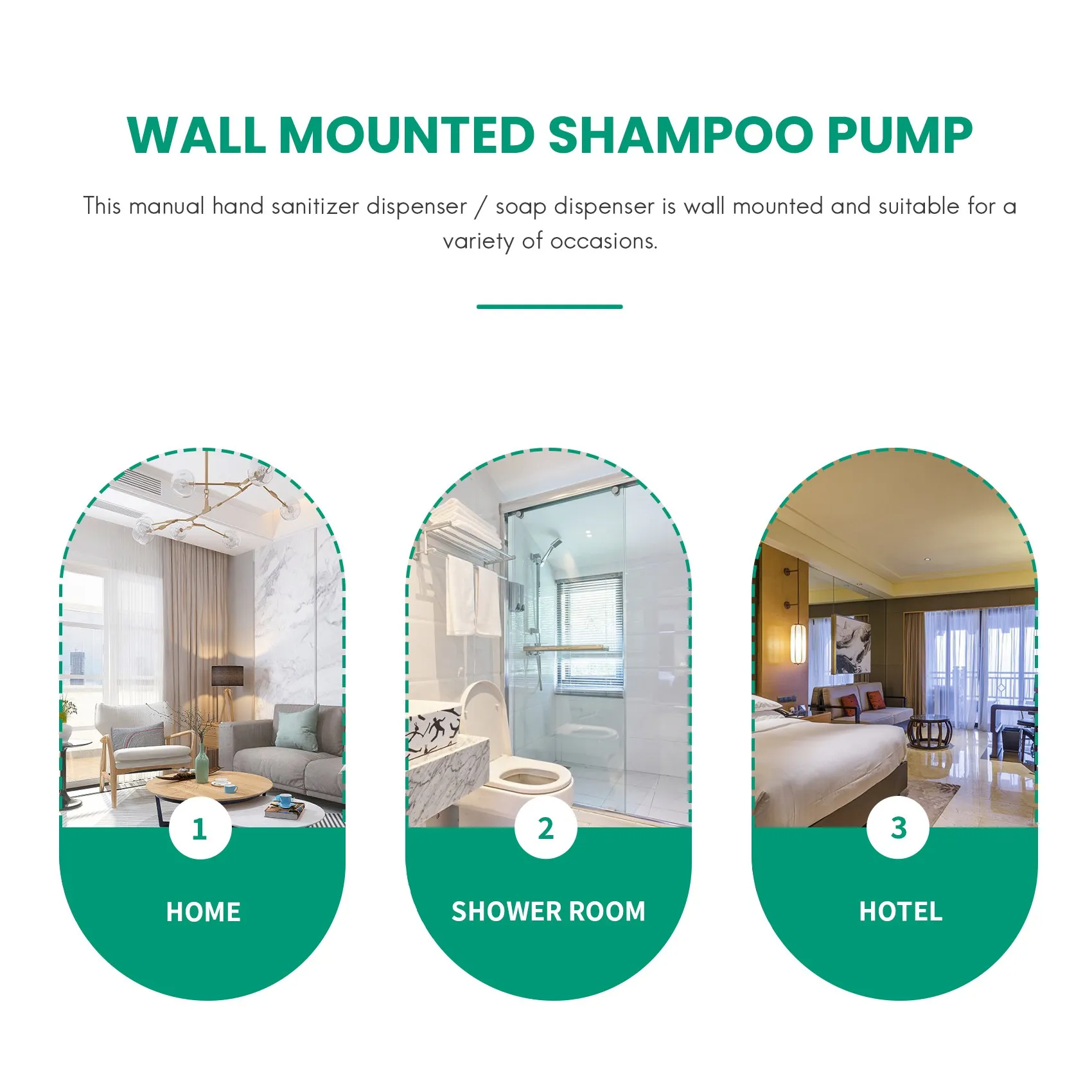 2025 Dispenser di sapone Trend, Dispenser manuale a parete, Dispenser di gel per le mani manuale 350 ml, Gel doccia, Dispenser di shampoo per cucina