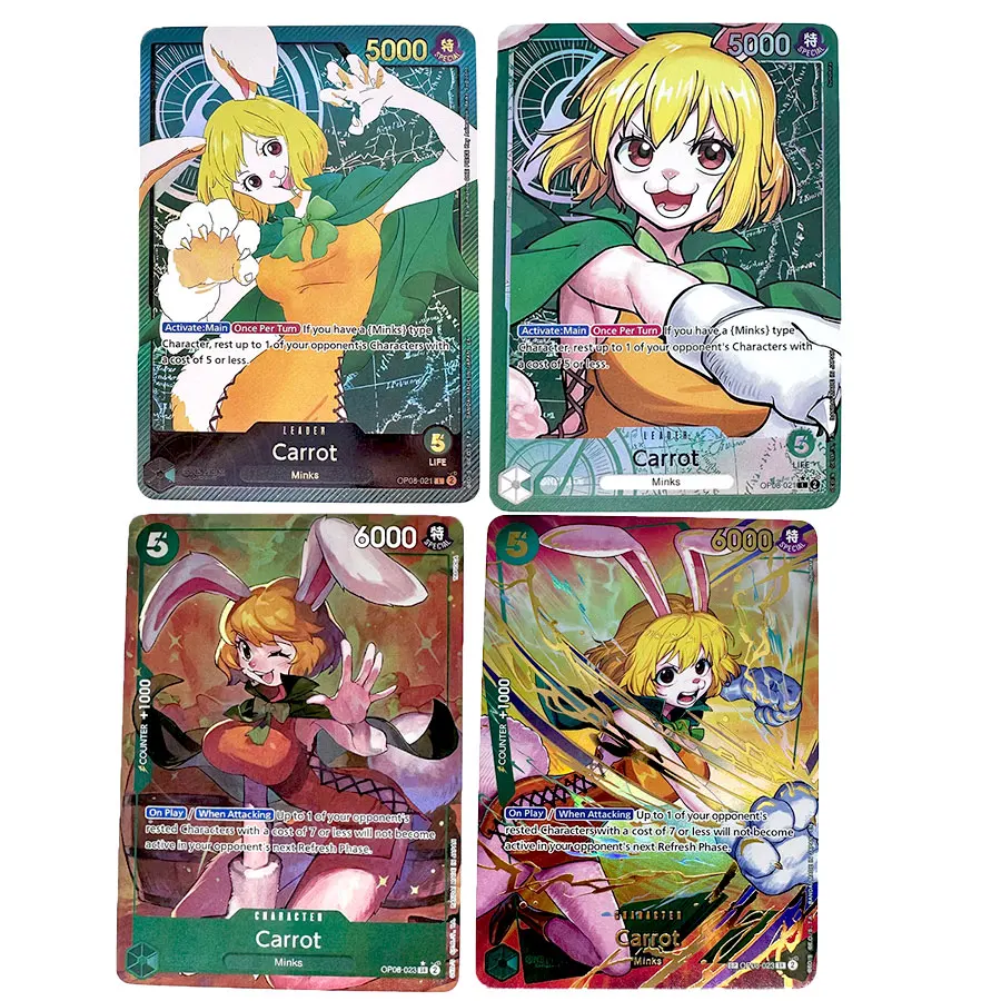 One Piece Card Game Carrot Proxy Cards  Minks Tribe Alternate Art Parallel Foil Full Art Leader/character OP08