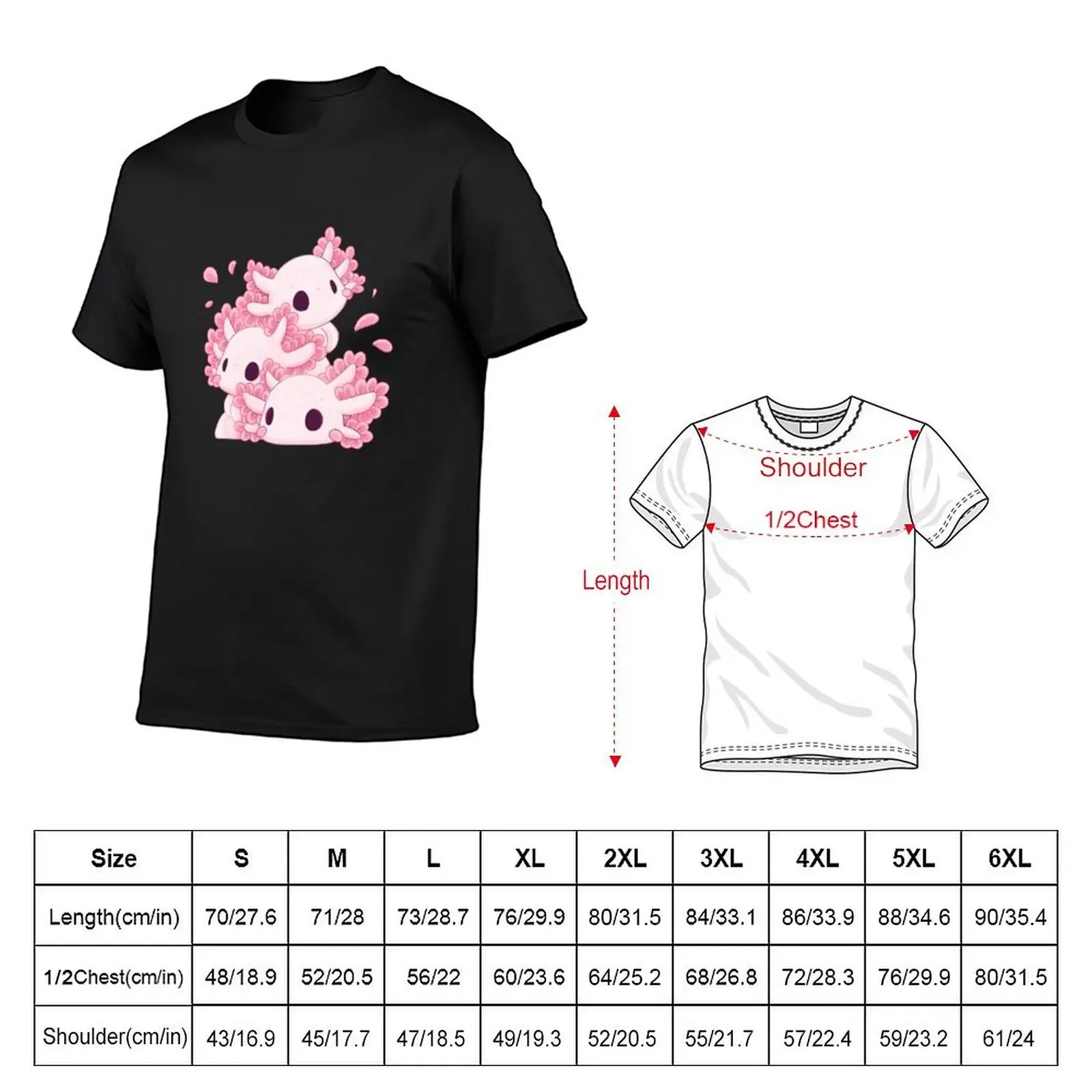 Cute Axolotl Chibi Stack T-Shirt customs design your own designer shirts fruit of the loom mens t shirts image 2