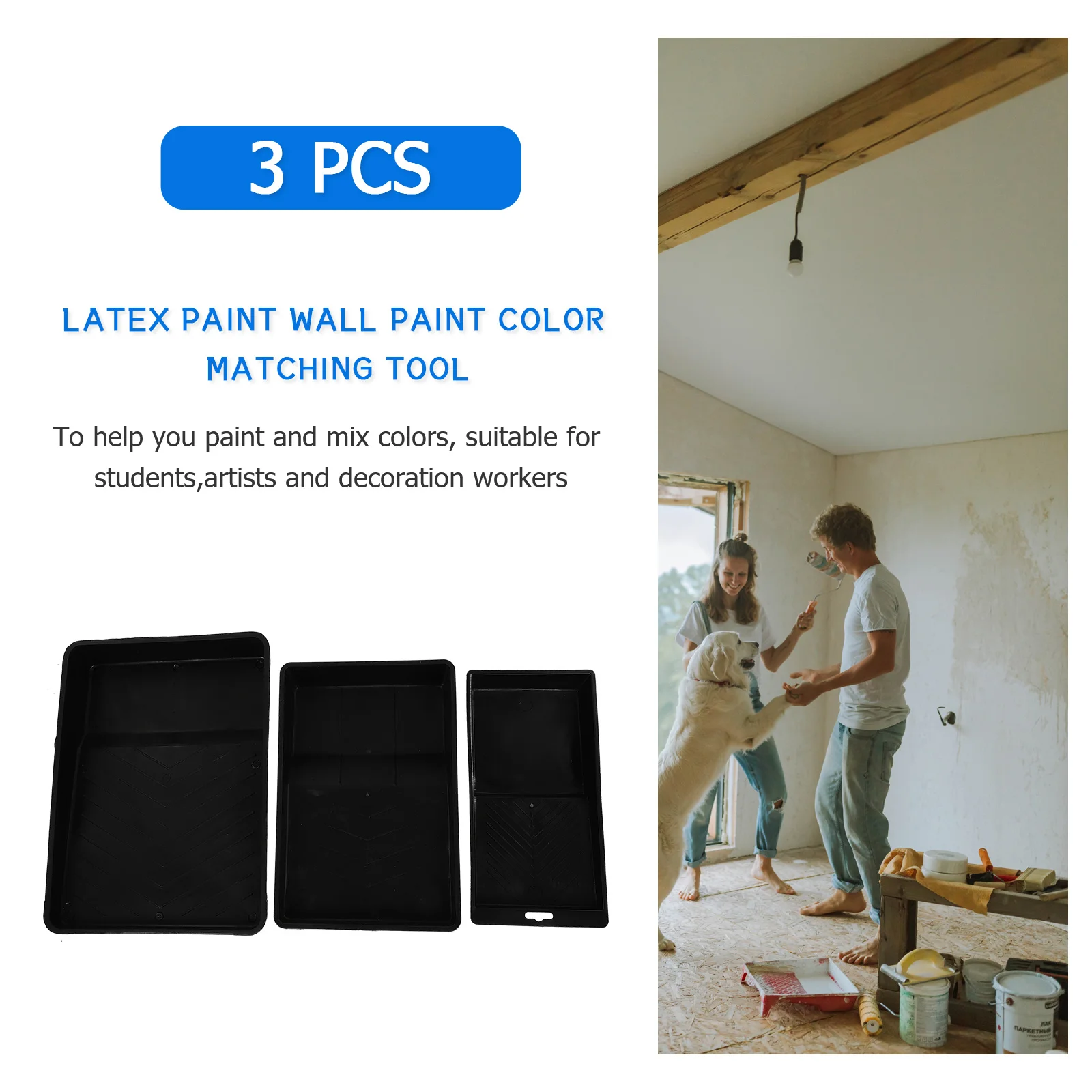 

3Pcs Practical Wall Paint Trays Large Capacity Pigment Mixed Tray for Painting Brush Rollers Art Drawing Paint Trays
