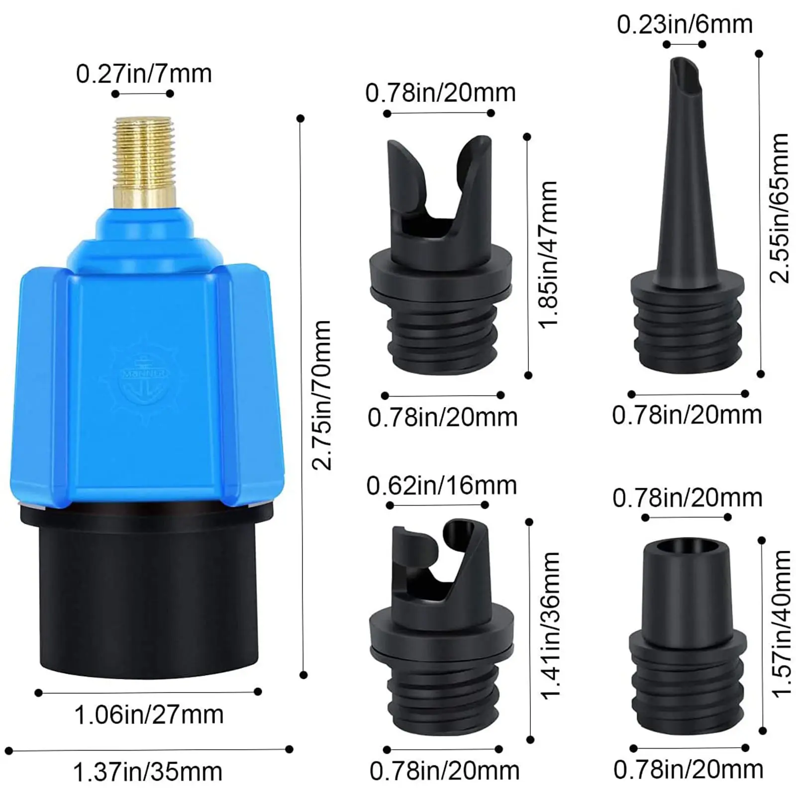 Adapter zaworu powietrza SUP Board Nadmuchiwane wiosło Gumowe łódź Kajak Adapter zaworu powietrza Kompresor Konwerter 4-dysza Akcesoria do łodzi