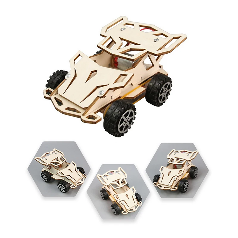 Educational DIY Handcrafted Tech Mini Jeep Model; Wooden Toy for Kids Learning Science Maker Activity Puzzle Toy