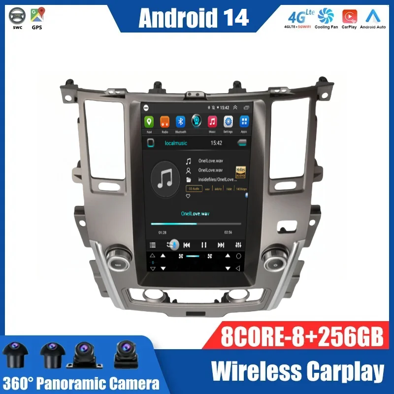 

Автомобильный радиоприемник Android 14 для Nissan Patrol Y62 2010-2020 Carplay GPS-навигация Мультимедийный видеоплеер Головное устройство с сенсорным экраном