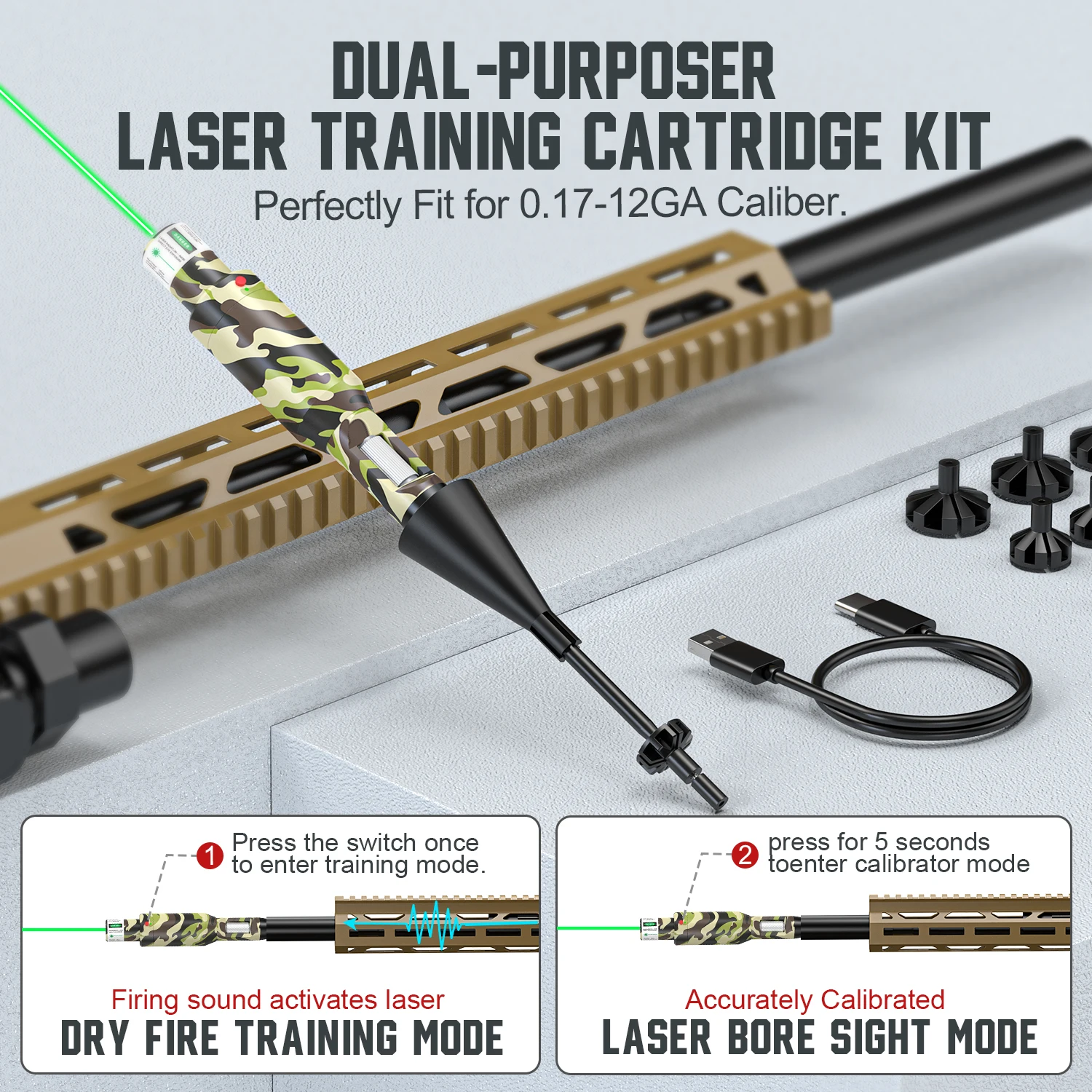 1390 Tactical Green Light Training Calibration Dual purpose Kit, compatible with all calibers