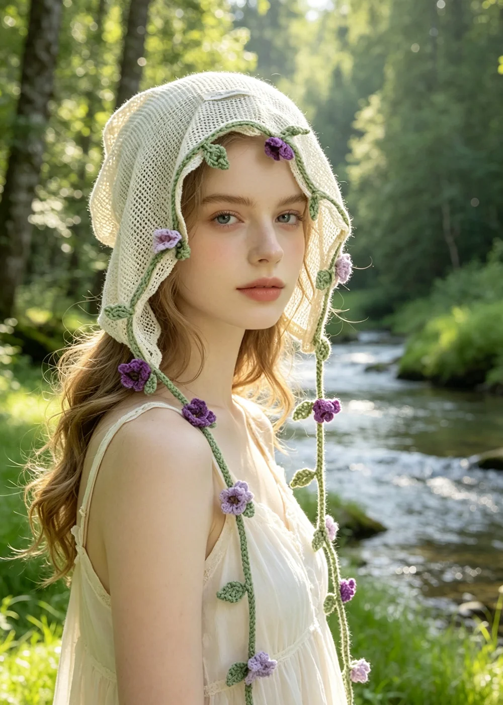 new Ins Flower Sweet Lace Hollow Out Pullover Hats for Women Summer Travel Thin Breathable Versatile Literary Strap Beanies