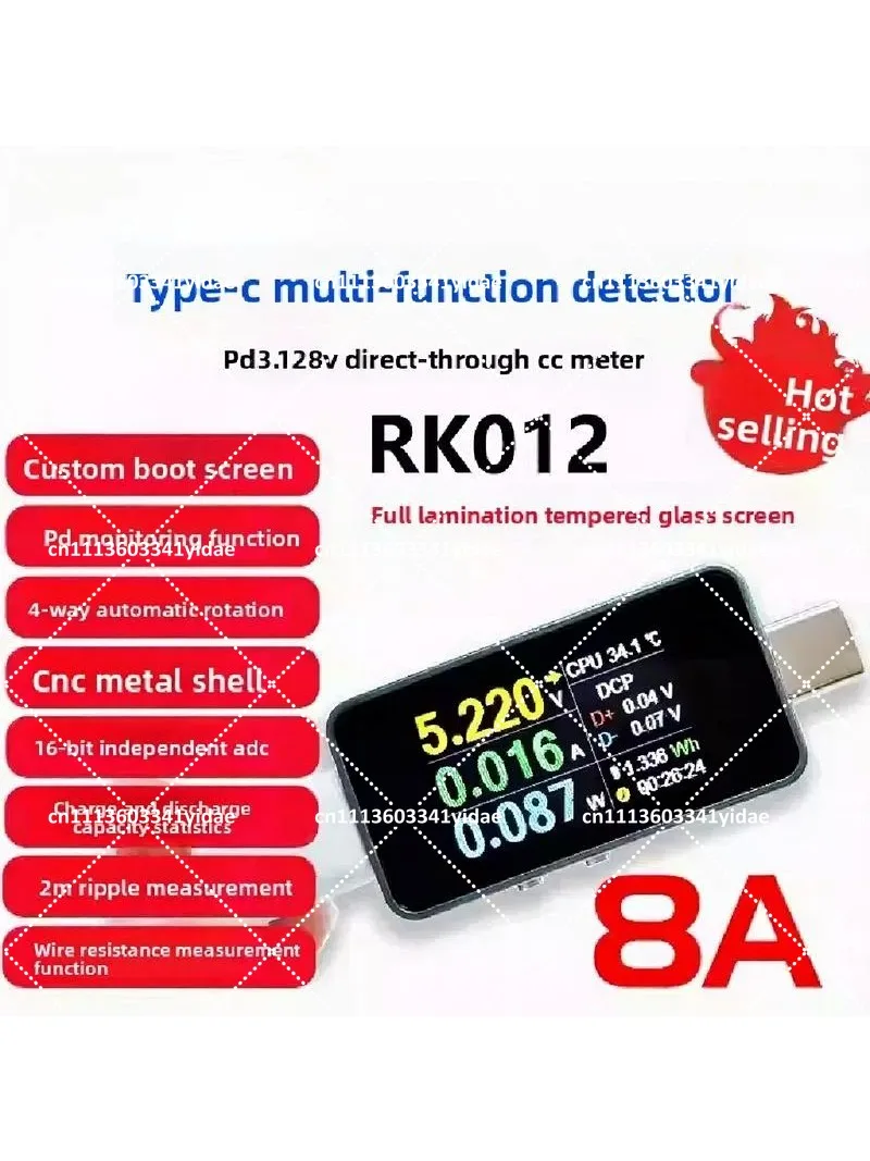 Type-C Multi-Function Tester, Laminated Power Meter for PD Monitoring, Line Resistance, Ripple & Voltage/Current Testing