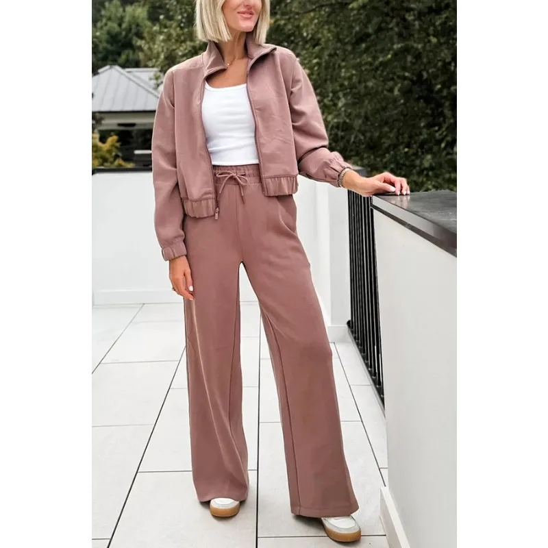 

2024 Women Two Piece Set Autumn Winter Tracksuit Sport Short Coat Loose Pants Suit Elegant Tracksuit Loungewear Homewear