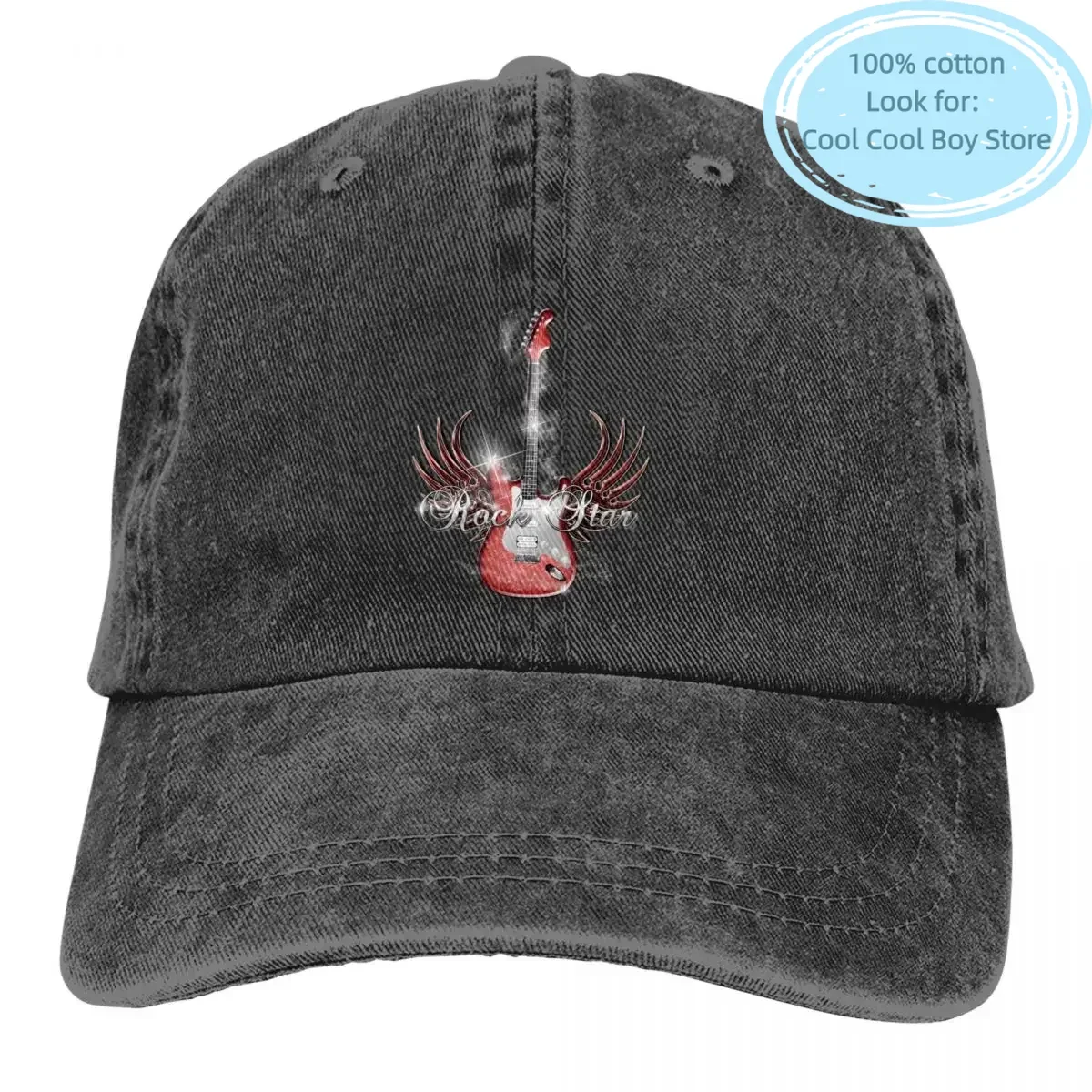 Rock Star Wing Baseball Cap Men Cowboy Hats Women Visor Protection Snapback Guitar Rock Caps