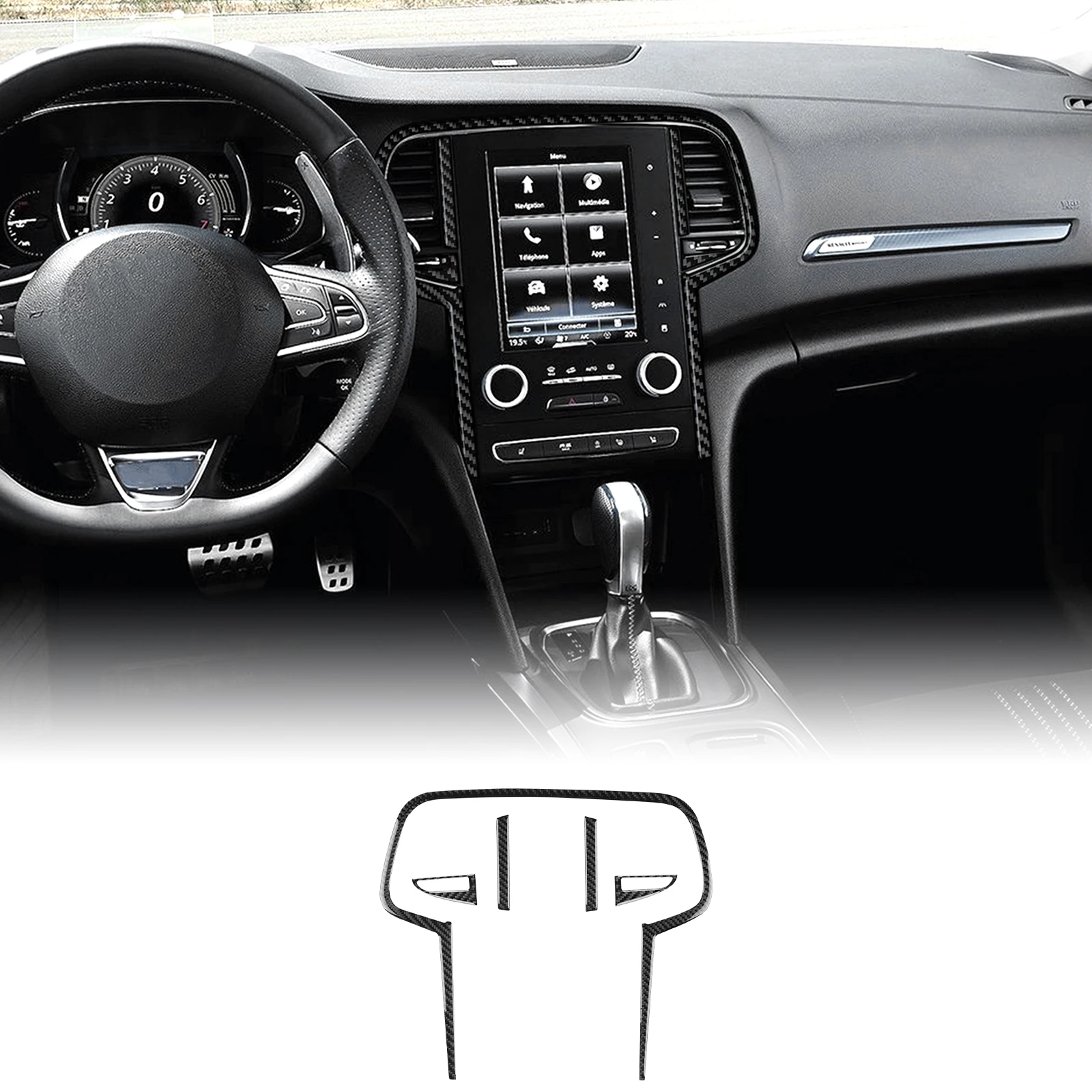 

For Renault Megane 4 2016 2017 2018 2019 2020 2021 2022 2023 2024 2025 Real Soft Carbon Fiber Car Center Console Screen Sticker