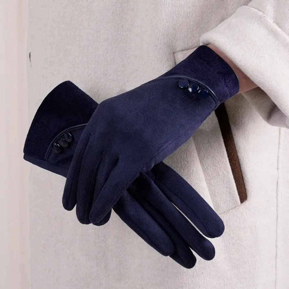 Practical Elegant Winter Thermal Gloves Thick Warm Touch-Screen Gloves Insulated Breathable Windproof Suede Gloves Hiking