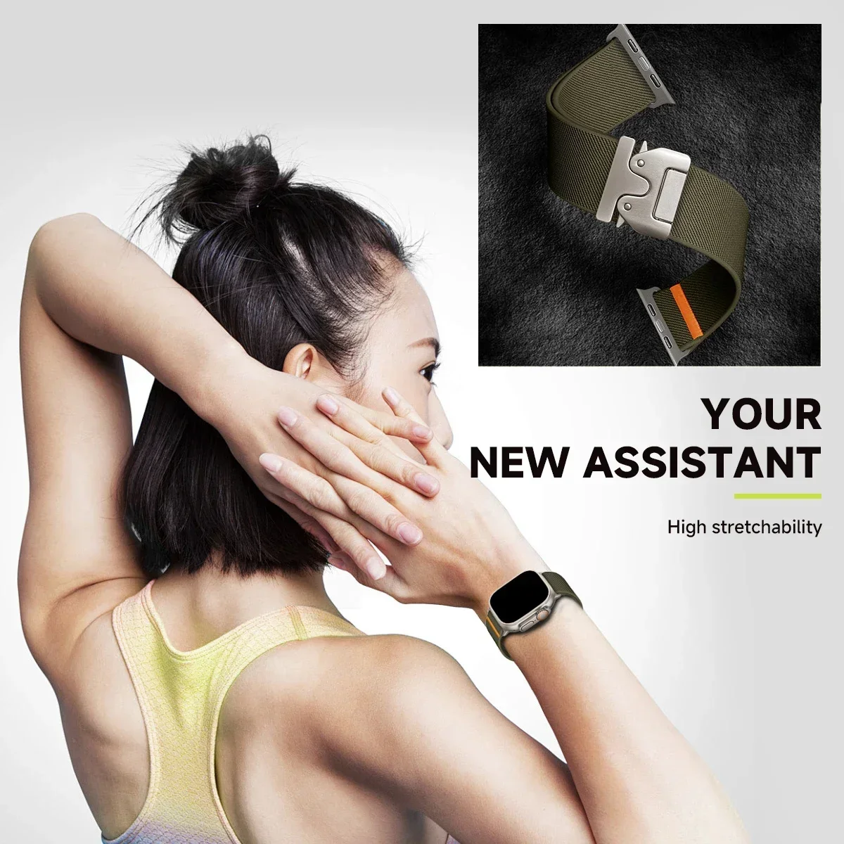 Braided Elastic Band For Apple Watch Ultra 2 49mm 10 46mm 42mm Parachute Nylon iWatch 9 8 7 6 5 SE 45mm 41mm 44mm 40mm wristsble