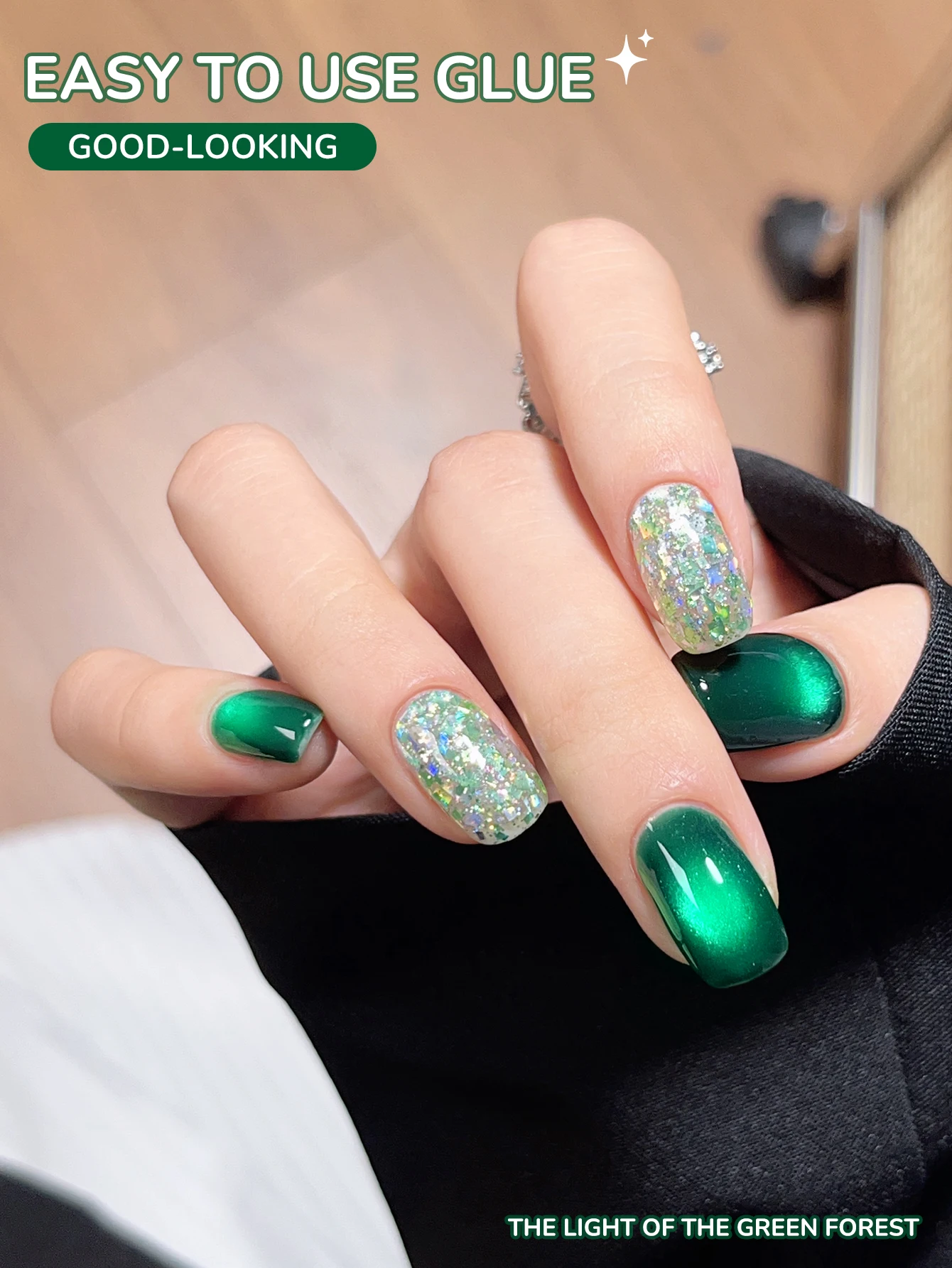 XEJAYI 2Pcs 15ml 그린 고양이 눈 젤 매니큐어 세트, UV LED 담그는 네일 젤, 반영구적, DIY 살롱 품질 네일 아트 젤