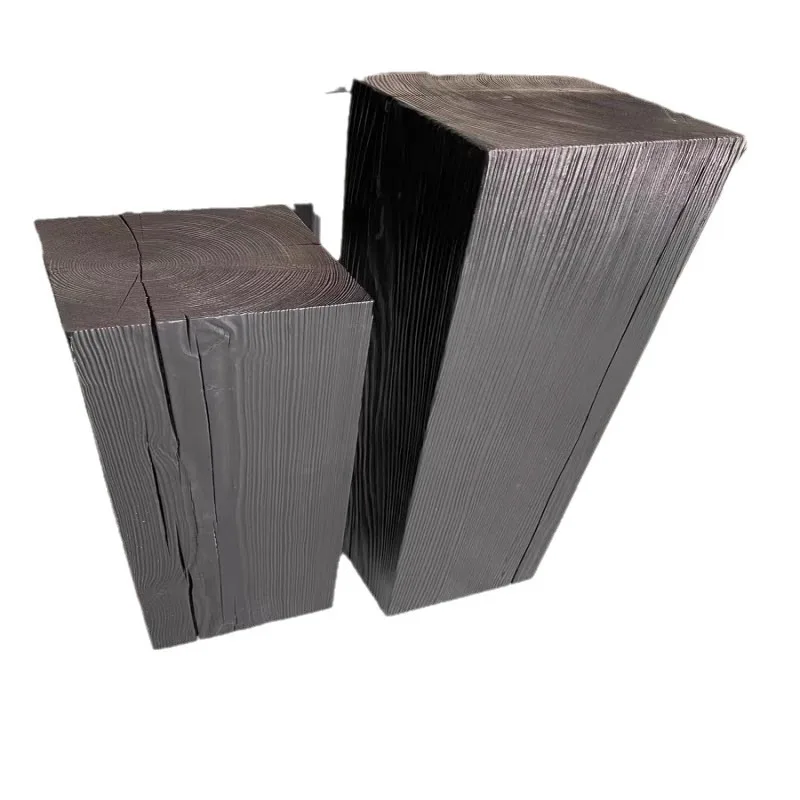 Nordic carbonized wooden pier porch ornament root carving wabi sandy wind flower stand art base corner few solid