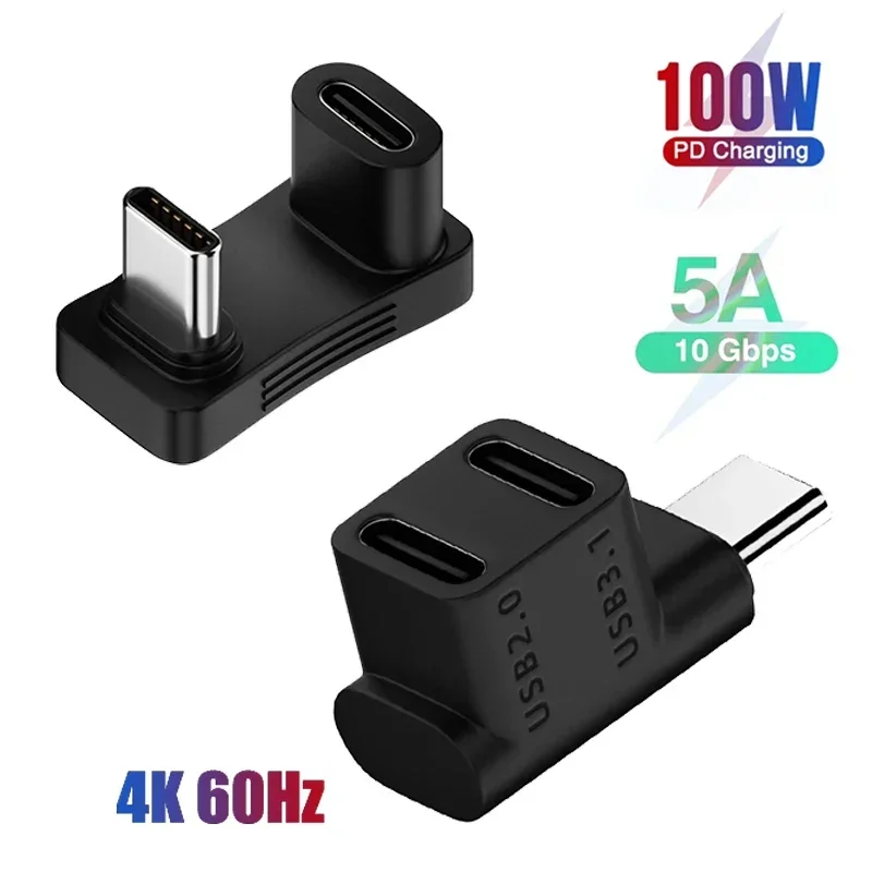 Fit for Steam Deck 2-in-1 Extension Connector Right Angle Type-C USB C Adapter Male To Female Game Console Accessories