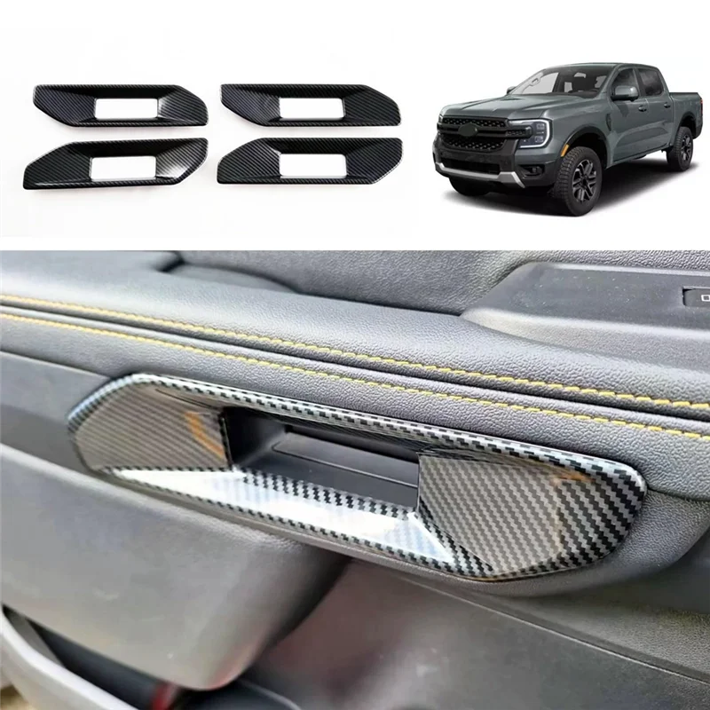 

For Ford Ranger 2023 2024 Car Inner Door Handle Cover Trim Spare Parts Accessories Parts ABS Carbon Fiber