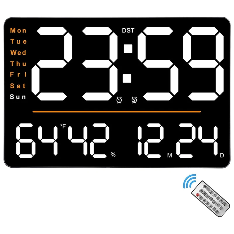 

15.6 In LED Wall Clocks Large Display With Remote Control For Living Room Office Classroom Gym