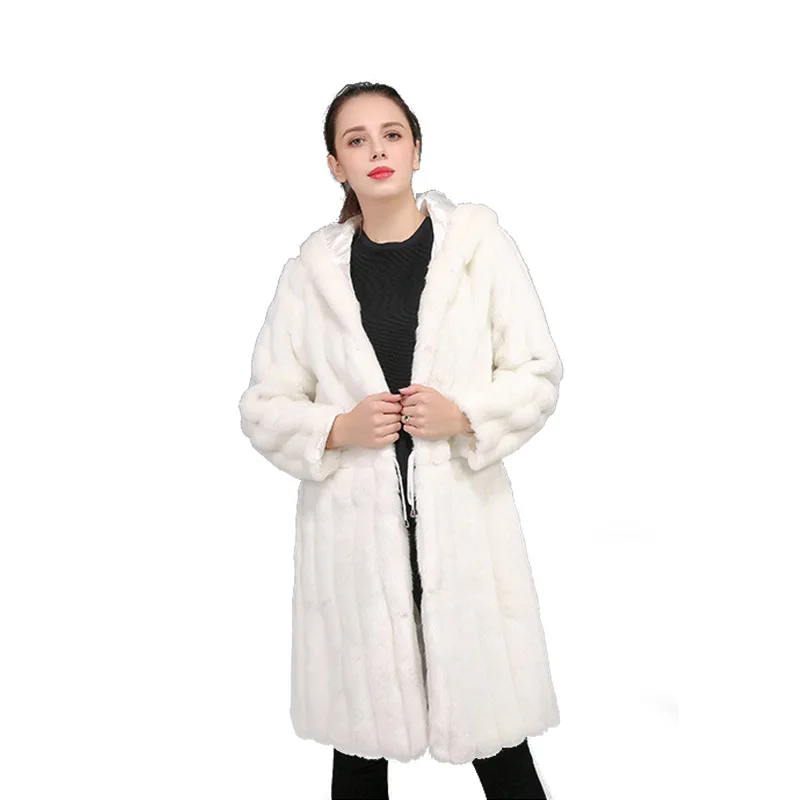 New listed factory direct sales 2021 fur women's clothing Korean version original rabbit fur hooded long coat