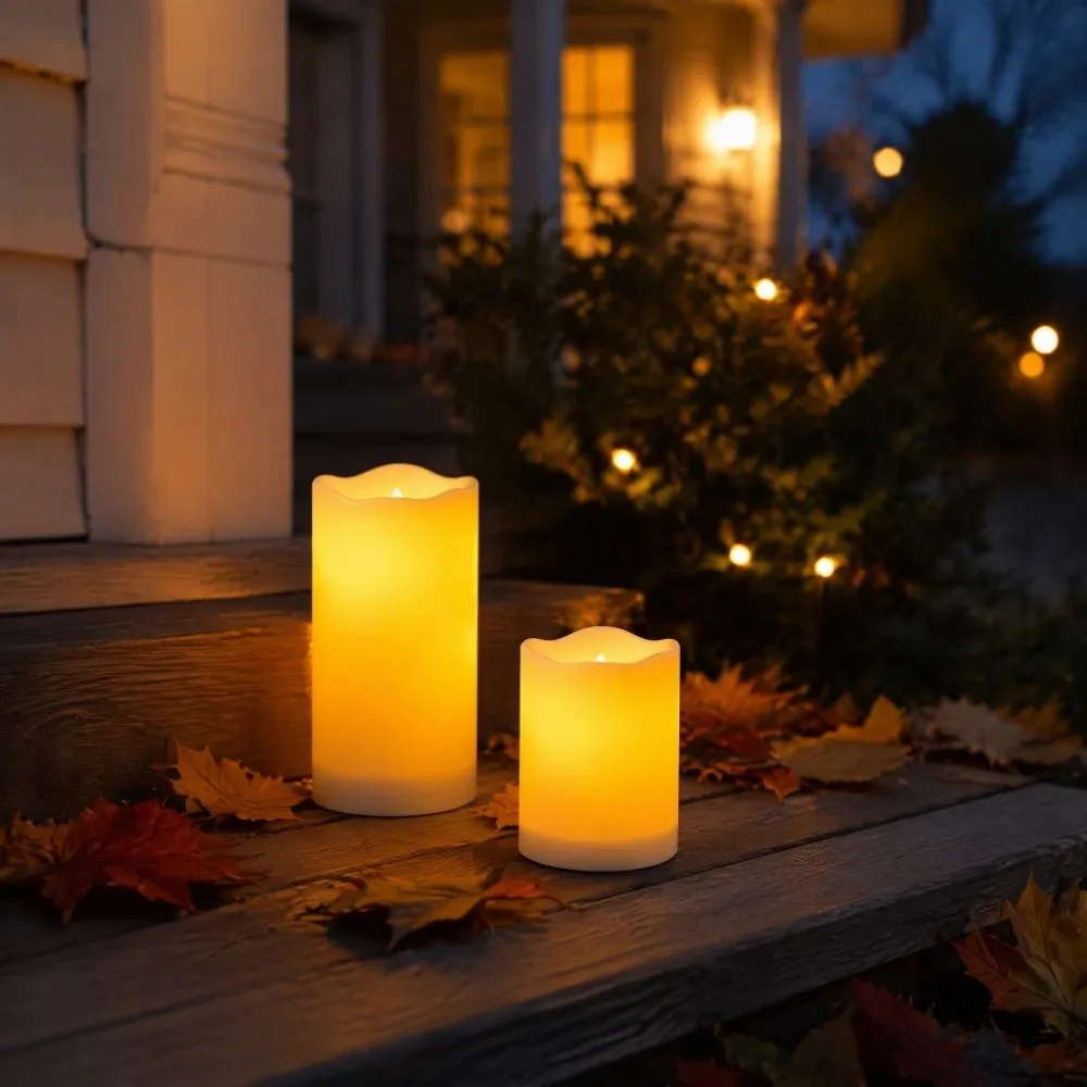 Waterproof Solar Candle Lights Weather Resistant Decorative Outdoor Candle Lights Automatic Lighting Warm Illumination
