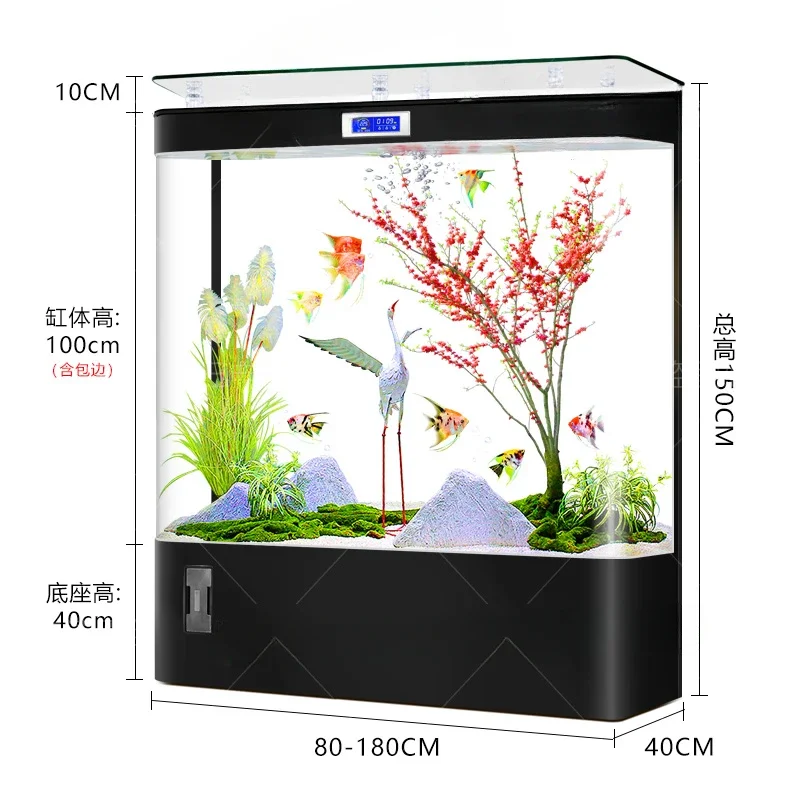 

replacement-free aquarium smart floor-standing goldfish tank Living room new wall-mounted one-piece large ecological