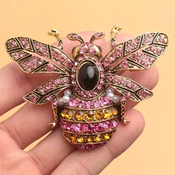 Large Vintage Rhinestone Pearl Brooch Animal Insect Bee Corsage for Men and Women Decorative Gift Pins