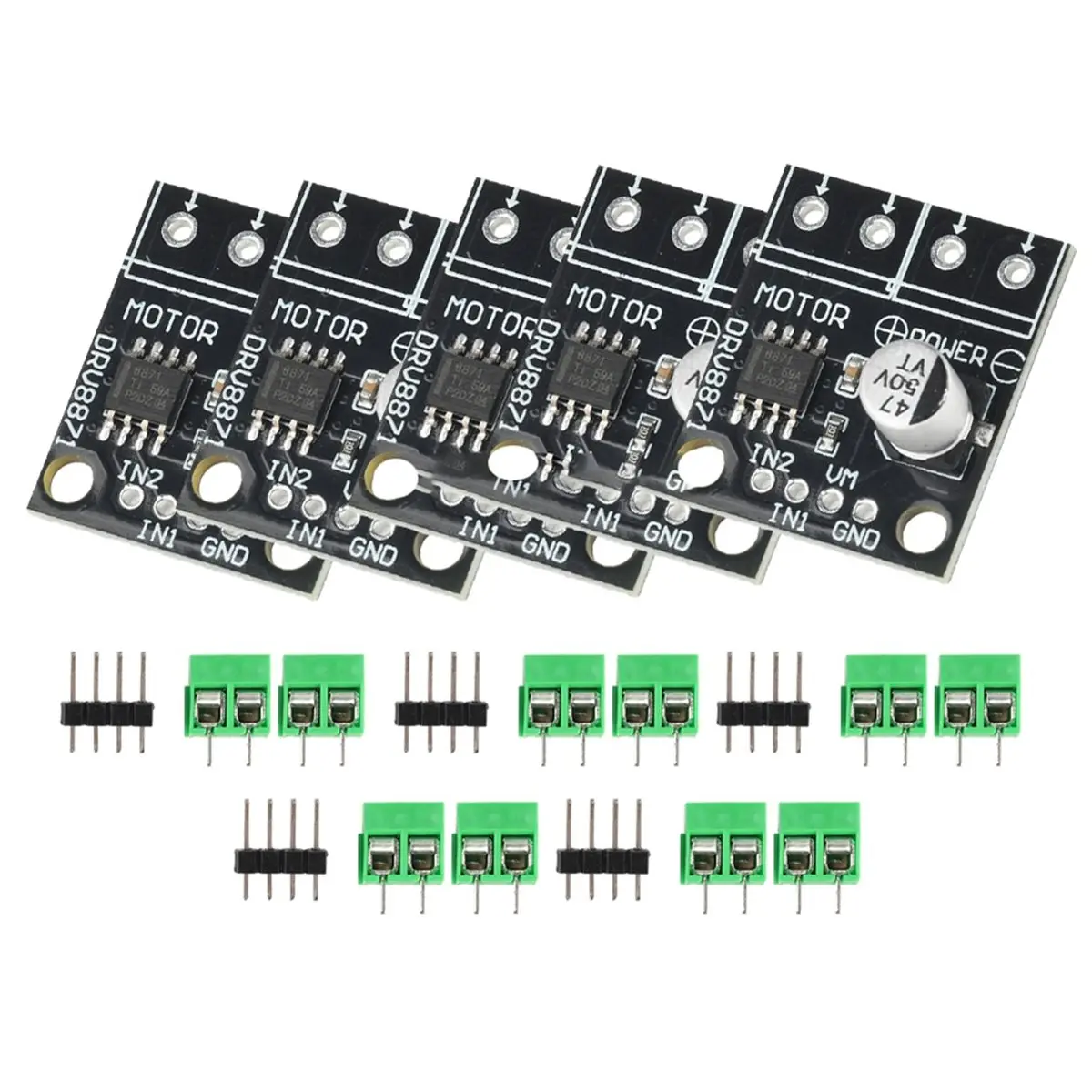 ABNQ 5Pcs DRV8871 DC 6.5-45V DC H-Bridge Motor Driver Module 3.6A Brushed Motor Driver PWM Control Driver Module