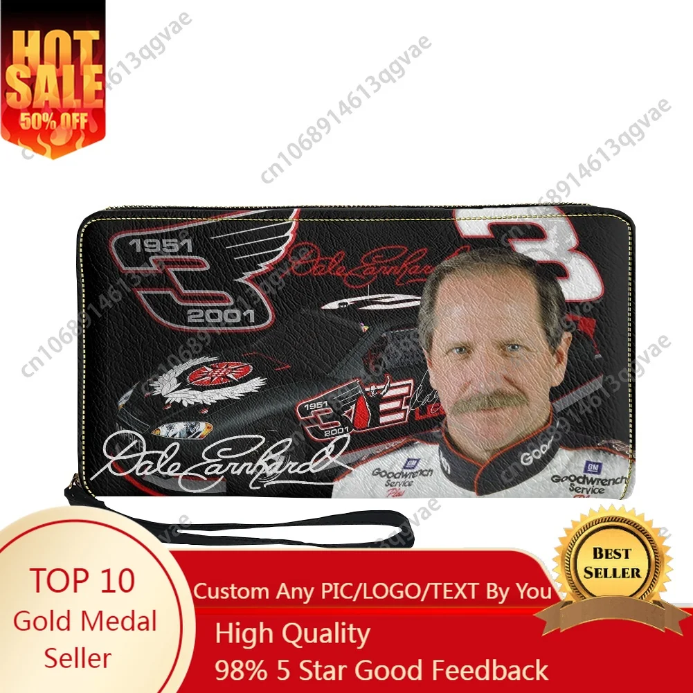 

Dale Number 3 Earnhardt Furry Custom Purse Mens Womens Teenagers Zipper Long Wallets Double Print Portable Wallet Gift Bag