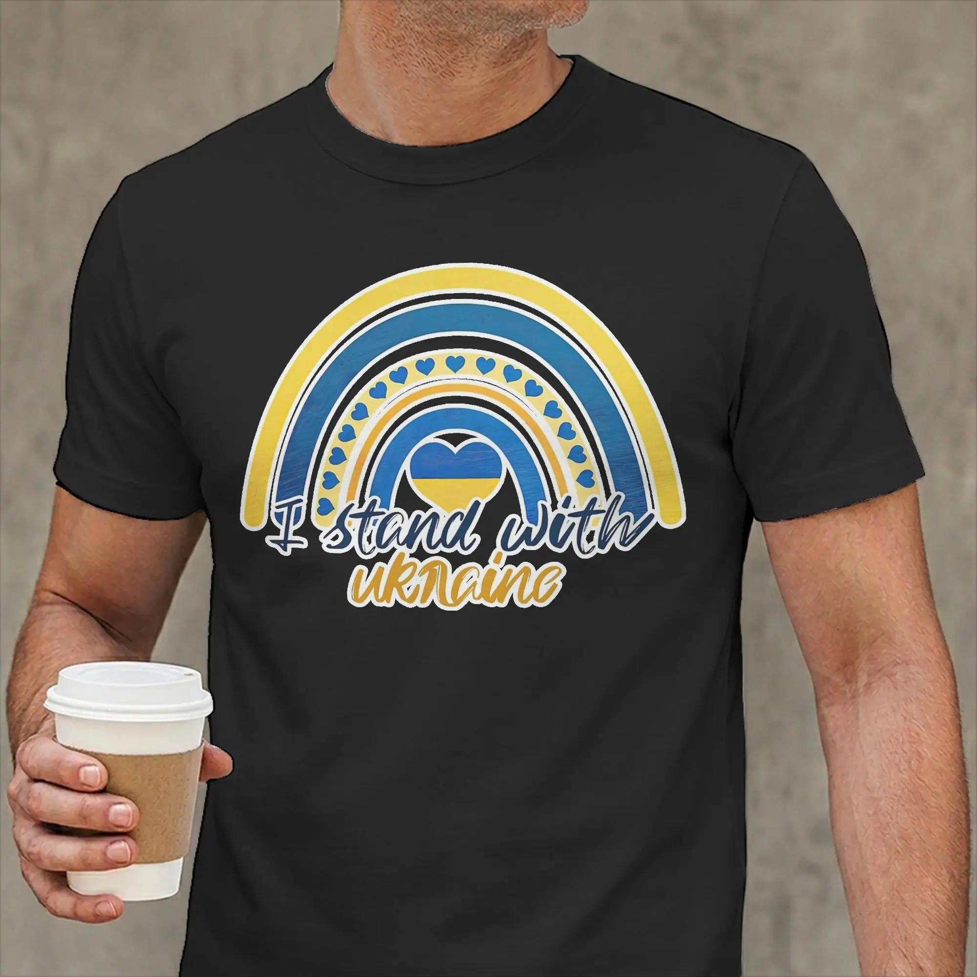 Ukraine Vintage Rainbow  T Shirts for Men Cotton Funny T-Shirts Round Collar  Tees Short Sleeve Clothing Birthday Present