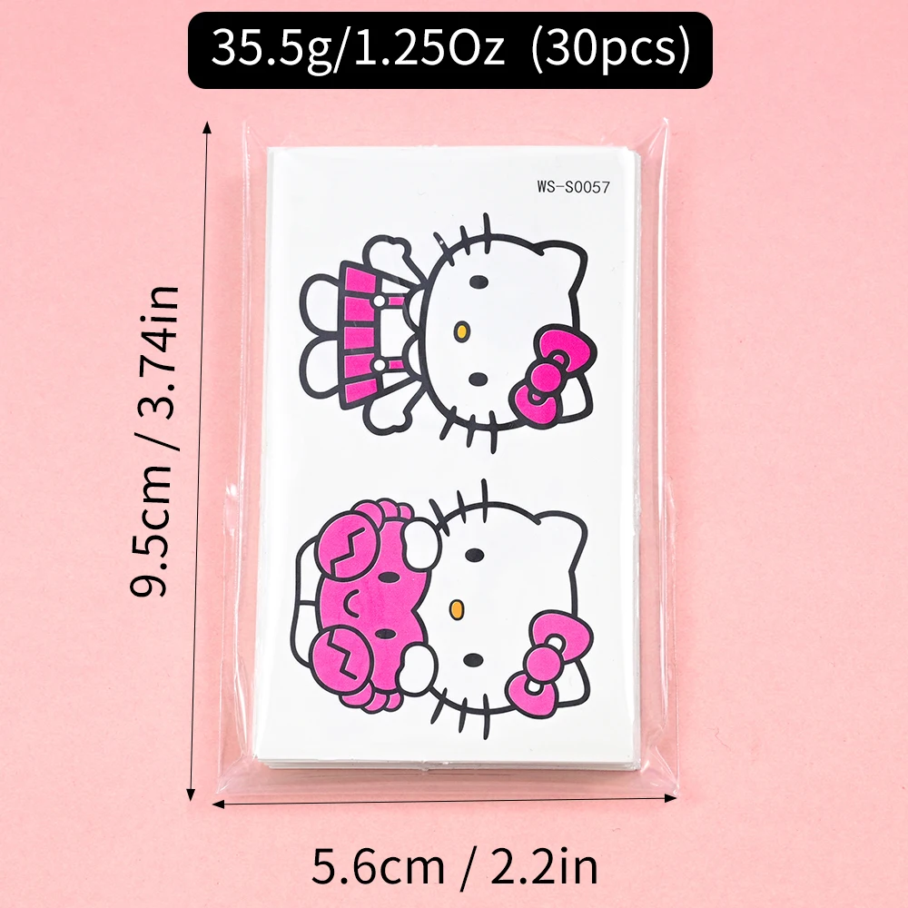 30 Teile/satz Cartoon Hallo Kitty 3D Temporäre Tattoos Aufkleber 5*5cm Kawaii Nette Rosa Kitty Katze Nagel Aufkleber DIY Wasserdicht KT Slider