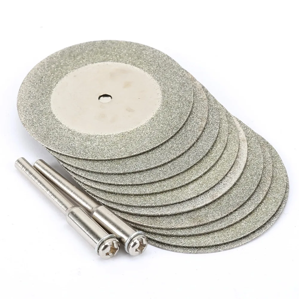 Imagem -03 - Mini Diamante Lâmina de Serra Diamante Corte Discos Roda com Peças Conexão mm Haste para Dremel Broca Ajuste Ferramenta Rotativa 10 Peças 40 mm