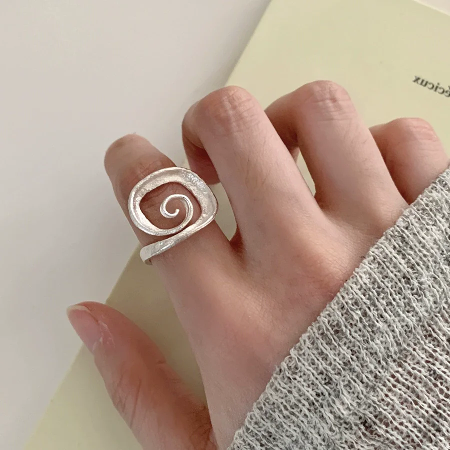 XIYANIKE Matte Swirl Spiral Geometric Adjustable Open Rings For Women Fashion New Jewelry Gift Party Daily Wholesale anillos
