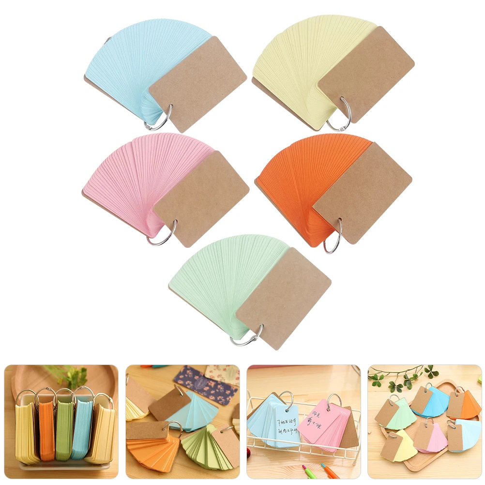 5 قطعة البطاقات التعليمية الفارغة المحمولة المفكرة خفيفة الوزن ثقب لكمات مؤشر بطاقات مذكرة بطاقات السفر المفردات مكتب