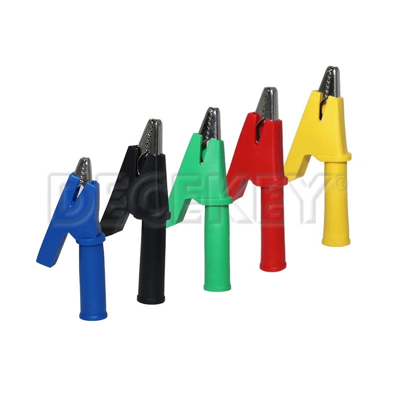 5PCS Pure Copper Insulated Test Alligator Clip 10MM Opening With 4MM Jack Safety Crocodile Clamps For Banana Plug Or Welding