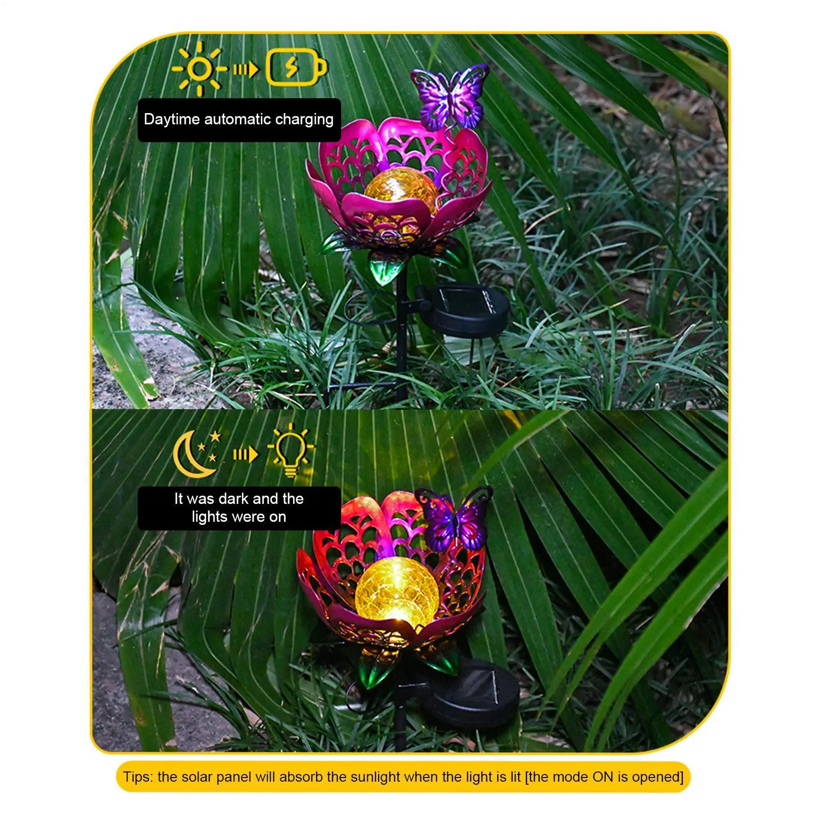 Solar Garden Lights Outdoor Creative Projection Iron Auto Bright Projector Light For Backyard Pathway Landscape Deck Fence Patio