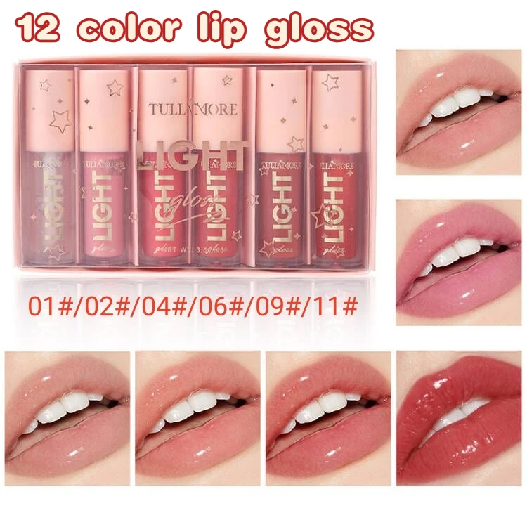 12-kolorowy błyszczyk do ust Wodoodporna, długotrwała, nawilżająca szminka Mirror Nude Lip Gloss Plain Lip Gloss Oil